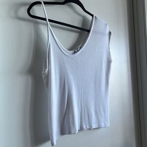 [M] ZARA Women's Teen T-Shirt, Asymmetrical Top, short sleeve, bright white